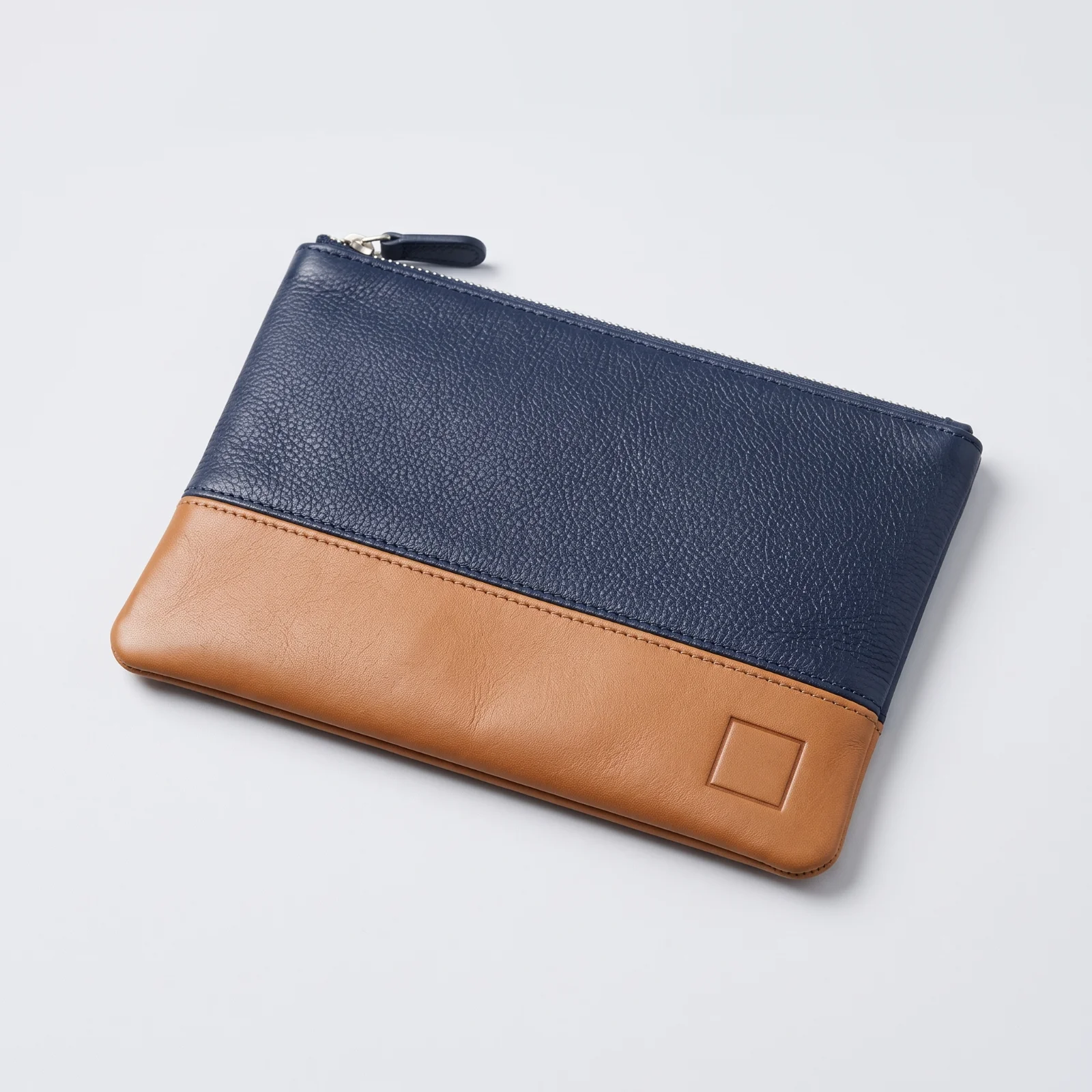 Leather zip pouch